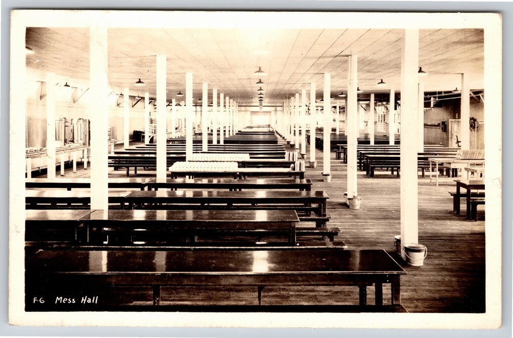 RPPC~Navy Military Mess Hall~Ship Interior~Real Photo Postcard