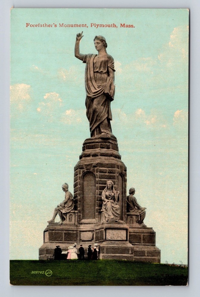 Plymouth MA-Massachusetts, Forefather's Monument, Antique, Vintage Postcard