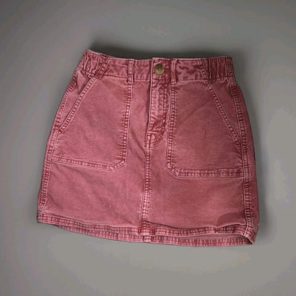 American Eagle Outfitters Pink Corduroy Mini Skirt Button Pocket Women’s Size 00