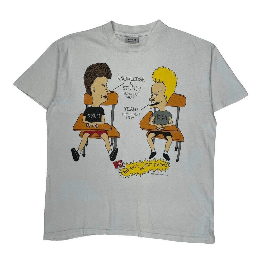 1993 Mtv Beavis And Butt-Head Stanley Desantis Cartoon T-Shirt - Large White Cot