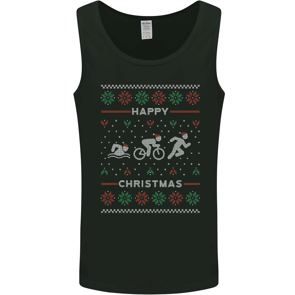 Christmas Triathlon Funny Fitness Gym Mens Vest Tank Top