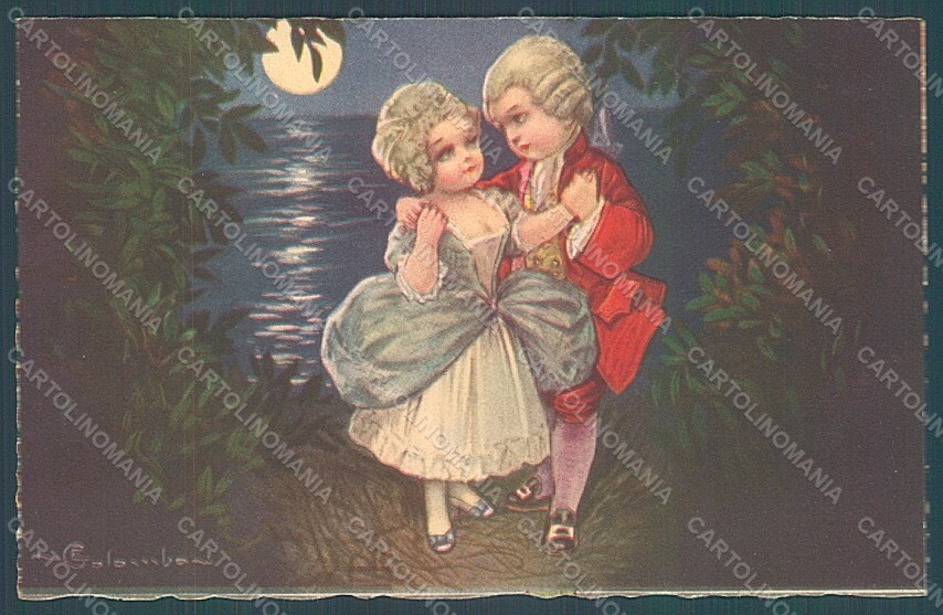 Artist Signed Colombo E. Children Venetian Paper Moon serie 2036 postcard HR2705