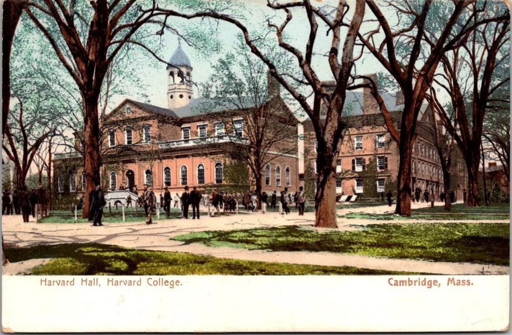 Harvard Hall, Harvard College Cambridge MA Early 1900s Poly Chrome Postcard