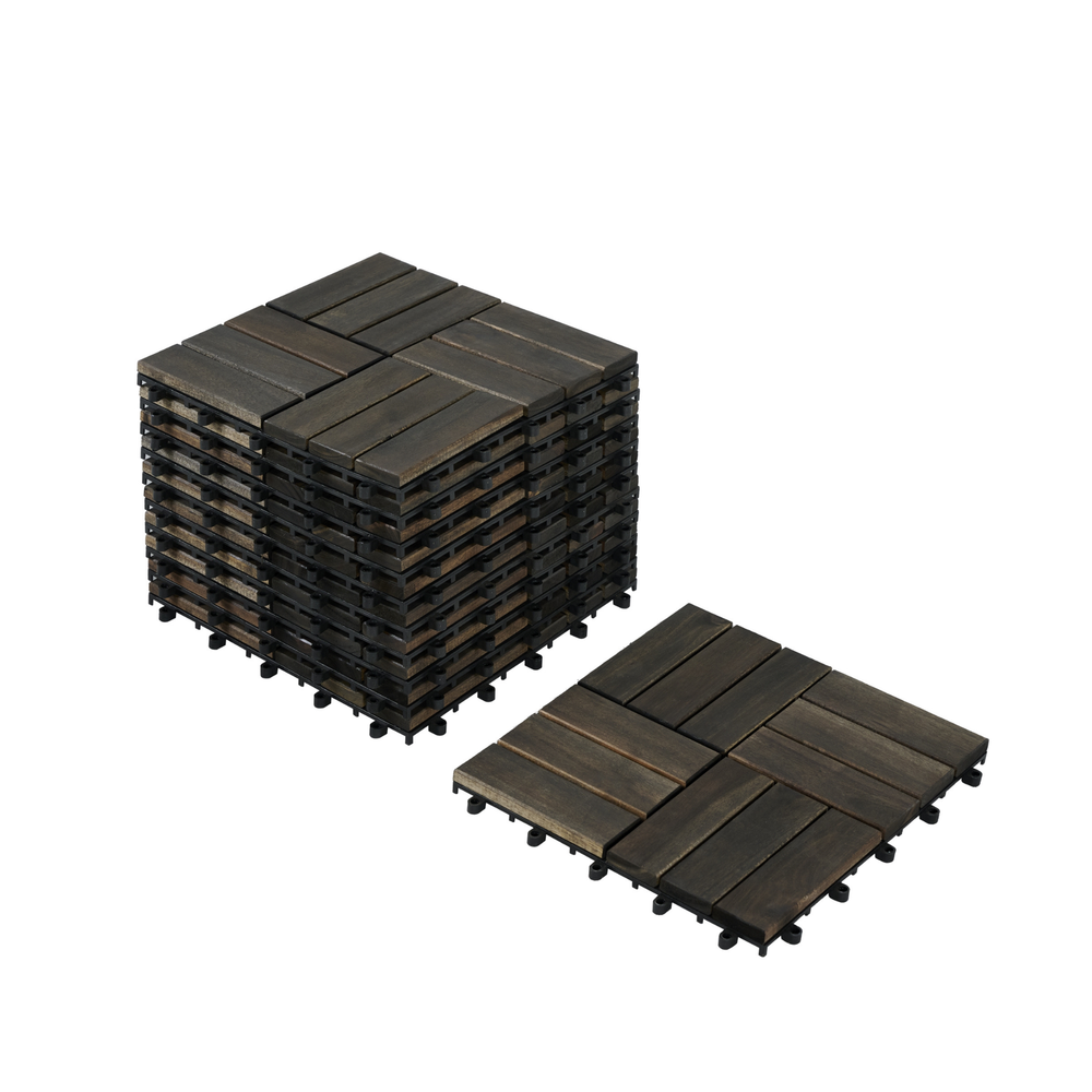 Acacia hardwood interlocking deck tiles for outdoor flooring-image