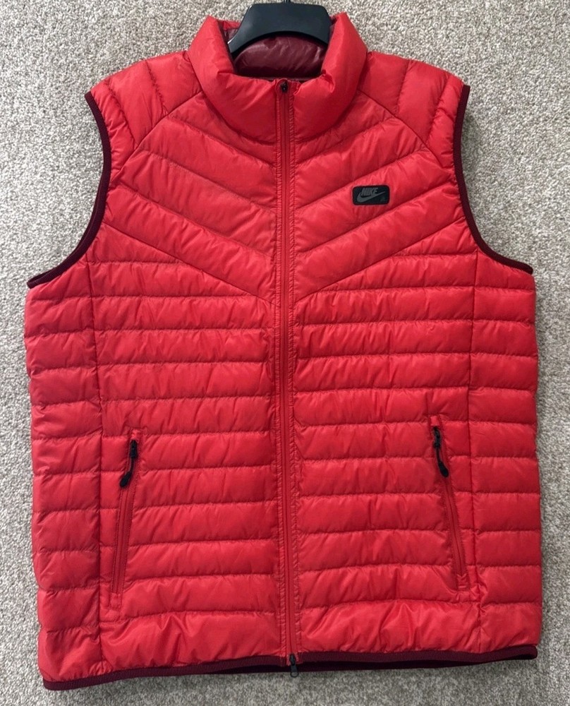 Nike Alliance 550 Down Vest Mens Size XL University Red Zip Puffer 693531-657