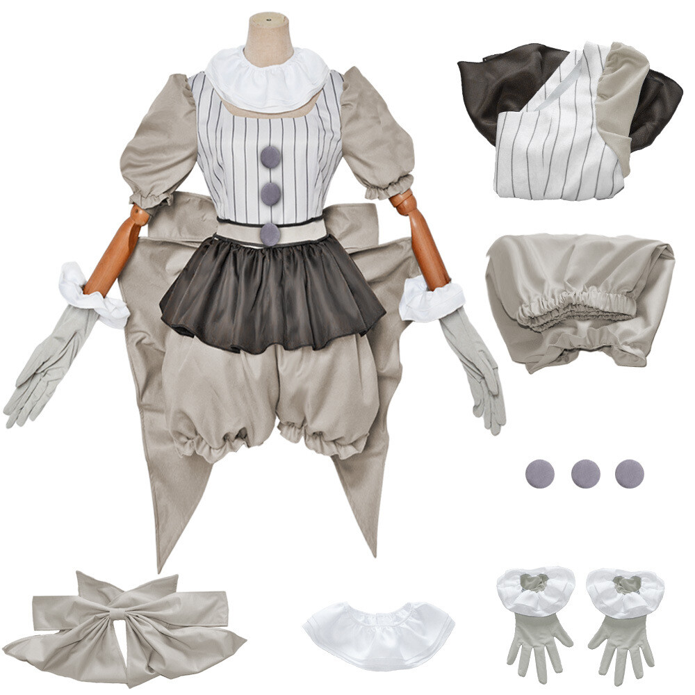 Movie Stephen King's It Pennywise Cosplay Costume Woman Clown Gray Ourfit