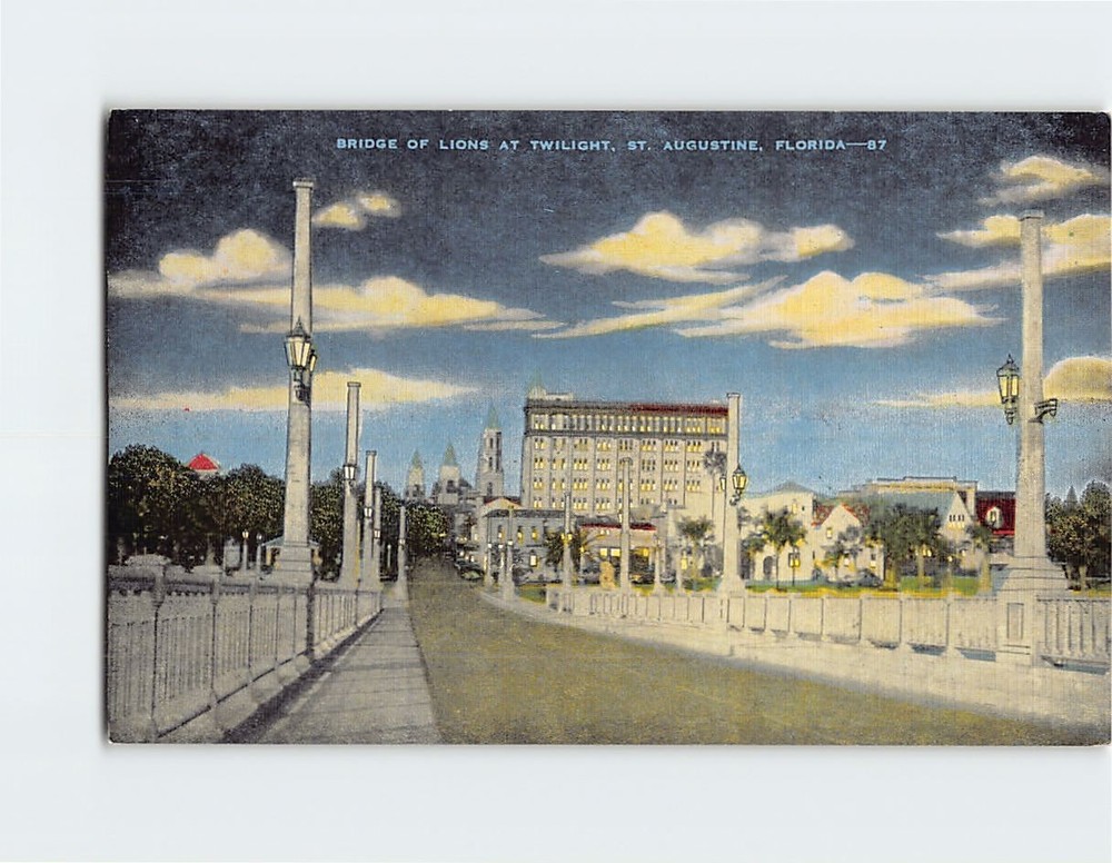 Postcard Bridge of Lions at Twilight St. Augustine Florida USA