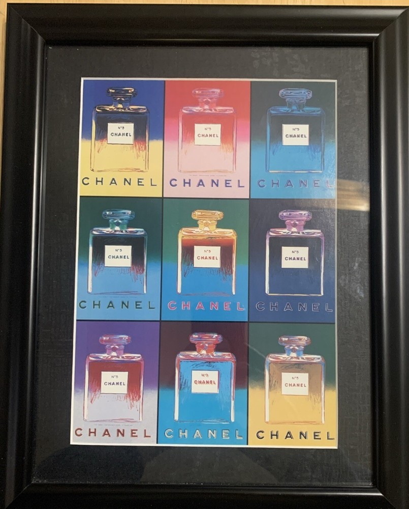 Authentic Chanel - Andy Warhol Framed Poster- 1997 15 X 12 9 Bottle Picture