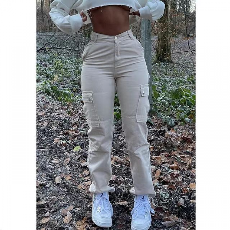 High Quality Hip High Waist Multi-pocket Fashion Stretch Trendy Women's Pants