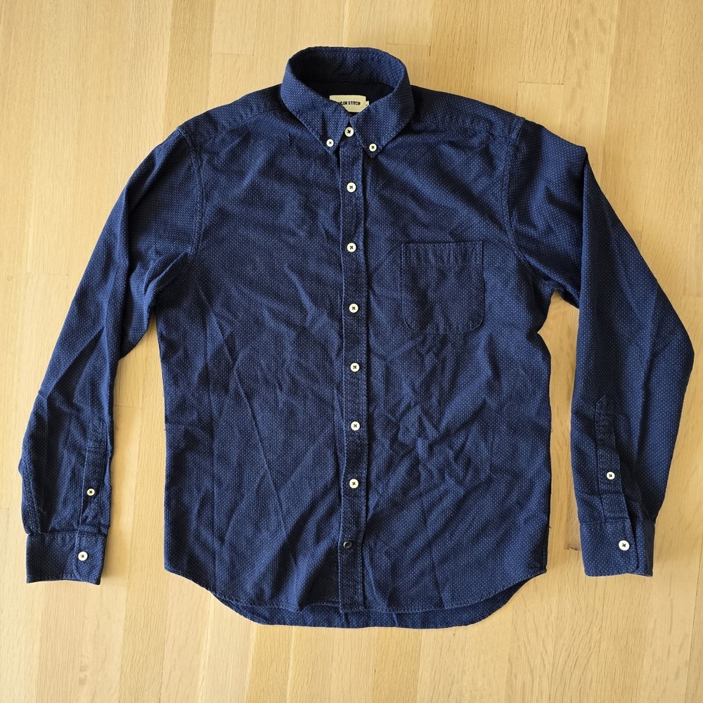 Taylor Stitch The Jack Men's Sz. 40 Blue Geometric Button-Down Long Sleeve Shirt