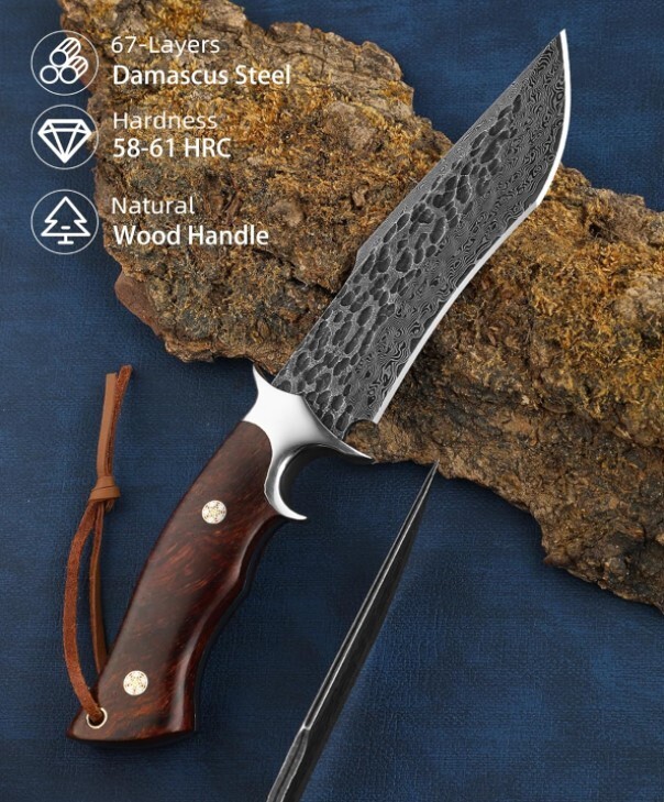 Fixed Blade Bowie Knife with Leather Sheath, Handmade, Best for Camping, Skining