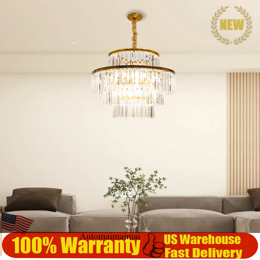 Crystal Chandelier Luxury LED Pendant Lamp Ceiling Lighting Fixture Living Room