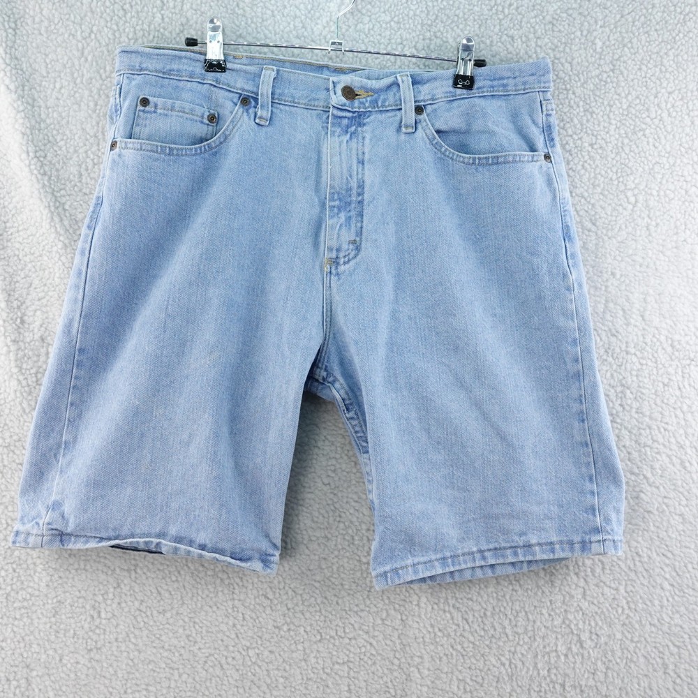 Wrangler Relaxed Fit Mens 34 Denim Jean Shorts Blue Jorts Y2K Baggy Skater