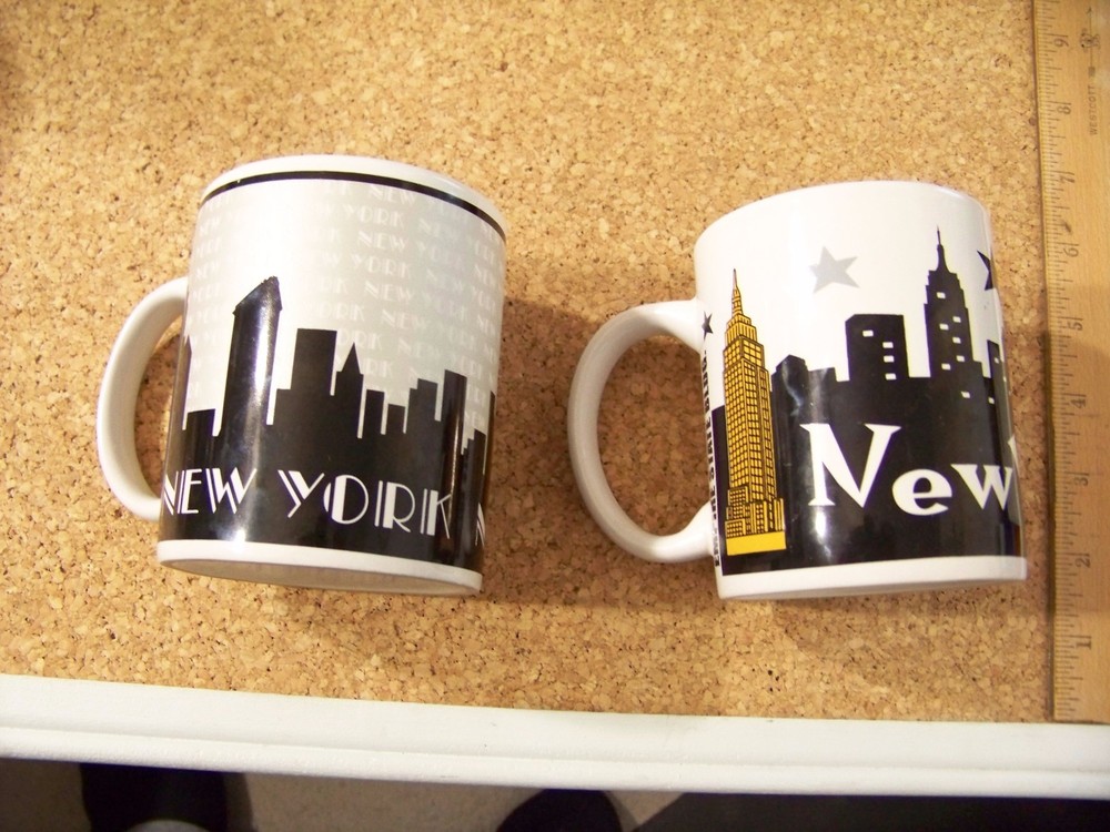 Two 2 New York New York ceramic mug coffee cup Statue of Liberty Empire State