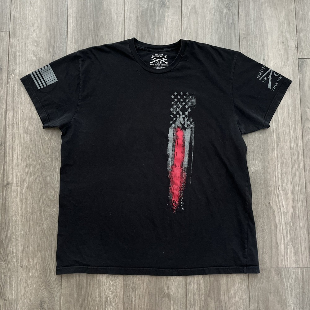 Grunt Style Short Sleeve T-Shirt Mens 2XL American Flag Graphic Black 100%Cotton