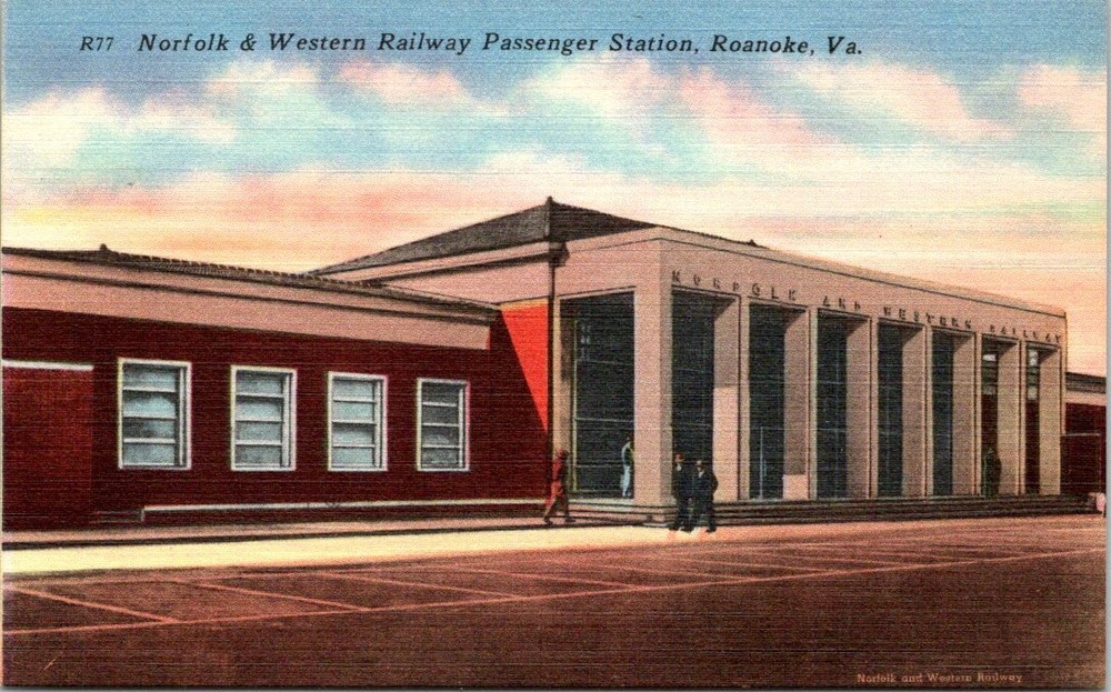 1930s Norfolk Western Railway Train Station Roanoke Virginia Vintage Postcard