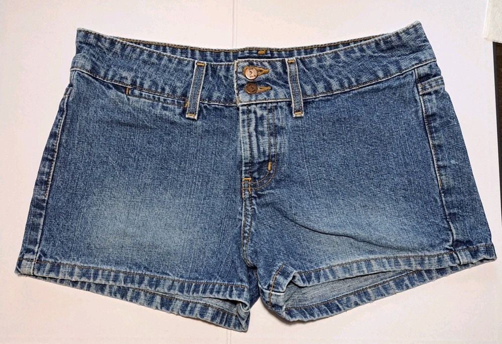 Vintage Y2K LEI Micro Blue Jean Denim Shorts Juniors Size 7 Booty Shorty Shorts