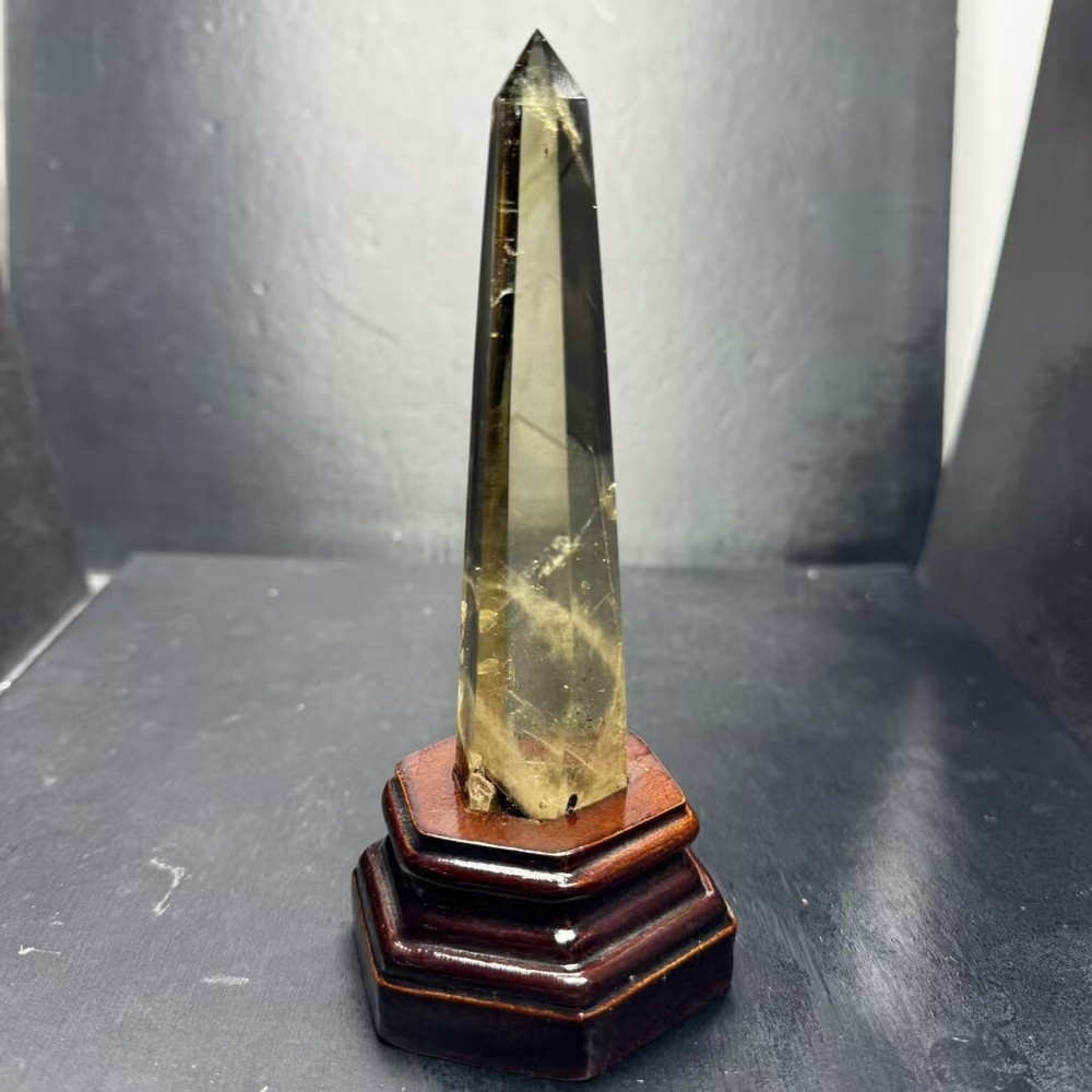 190g Natural Citrine Quartz Obelisk Tower Point Wand for Healing with Stand