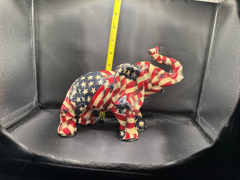 Elephant  Figurine American Flag Stars Stripes Patriotic USA Red/White/Blue