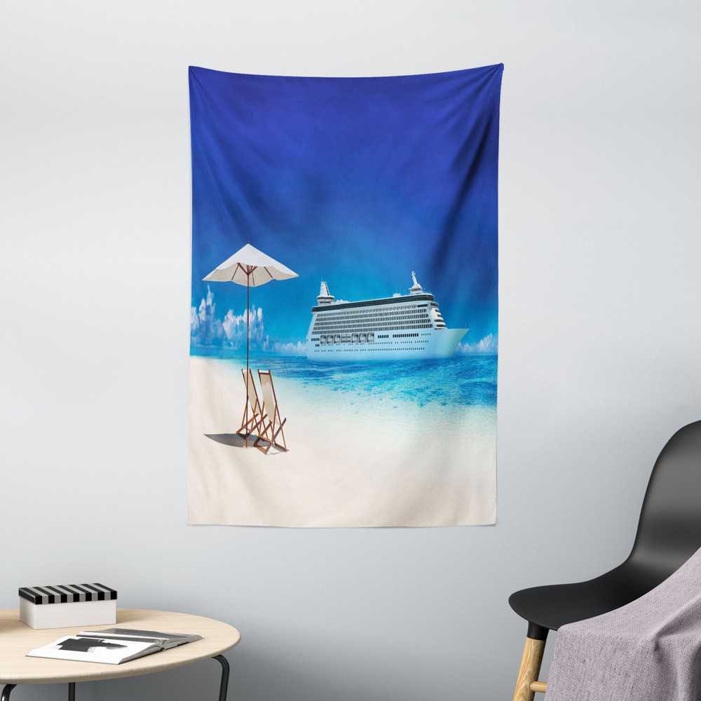 Summer Tapestry Beach Cruise Boat Trip Print Wall Hanging Decor