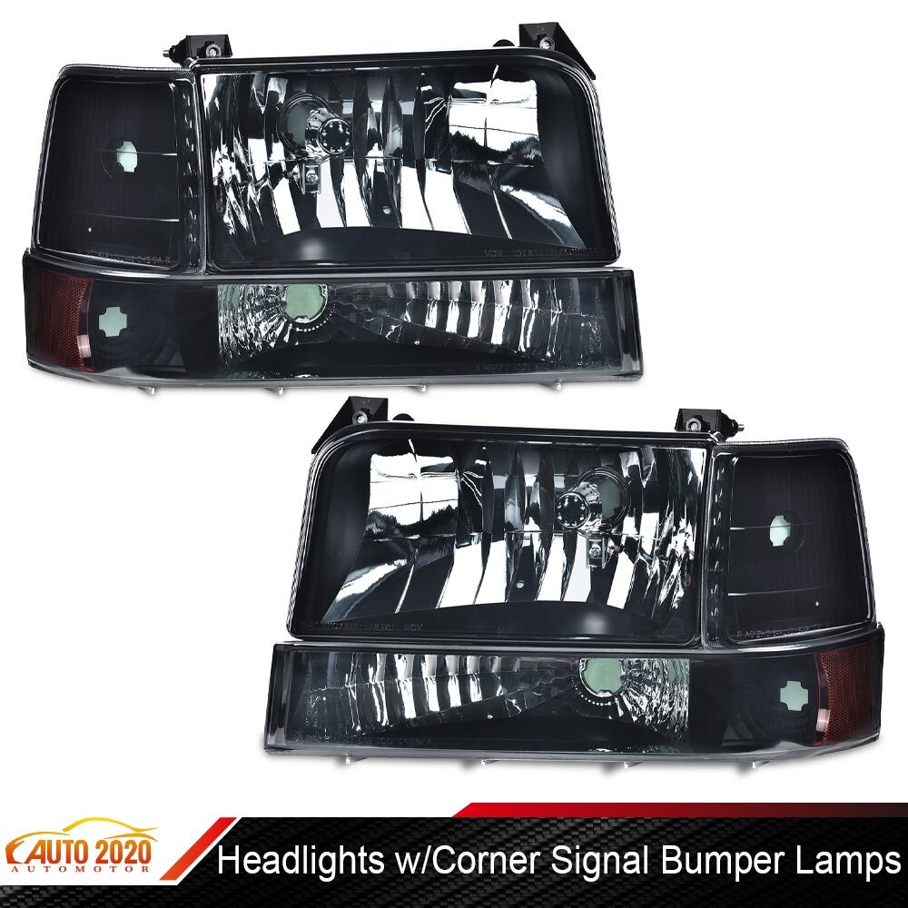 Headlights W/Corner Signal Bumper Lamps Fit For 1992-96 Ford F150/250/350 Bronco