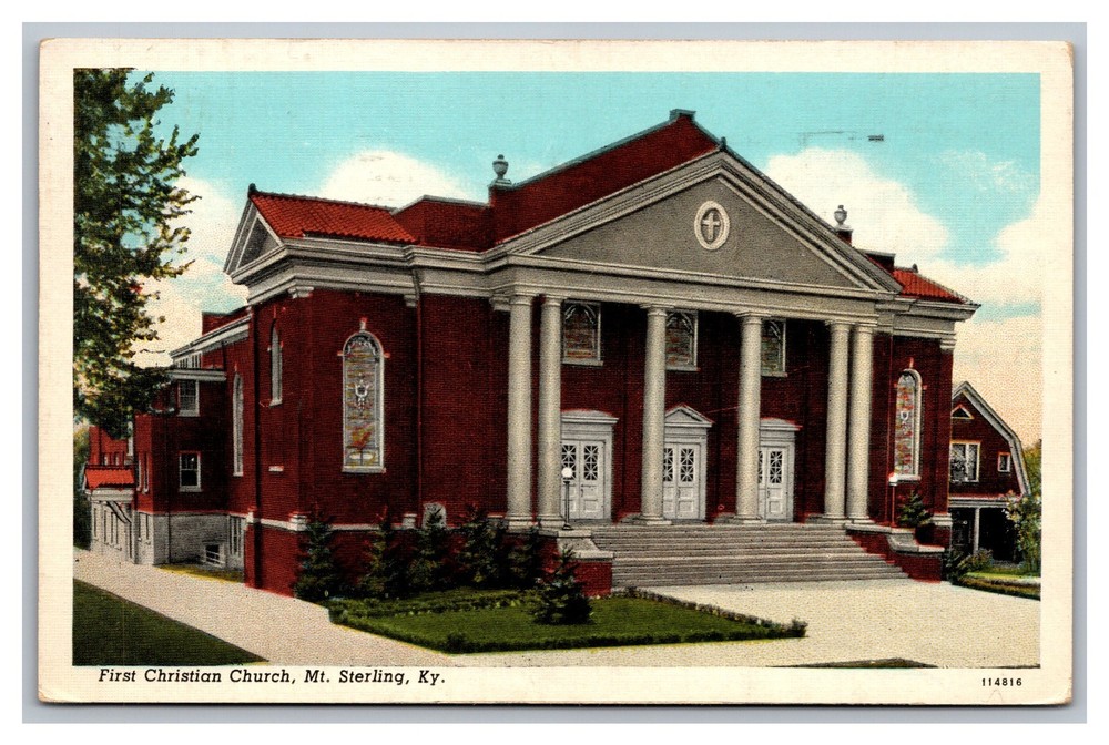 Mt. Sterling Kentucky KY First Christian Church Posted 1939 Linen Postcard