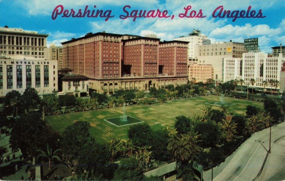 Biltmore Hotel & Pershing Square - Los Angeles California CA - Postcard