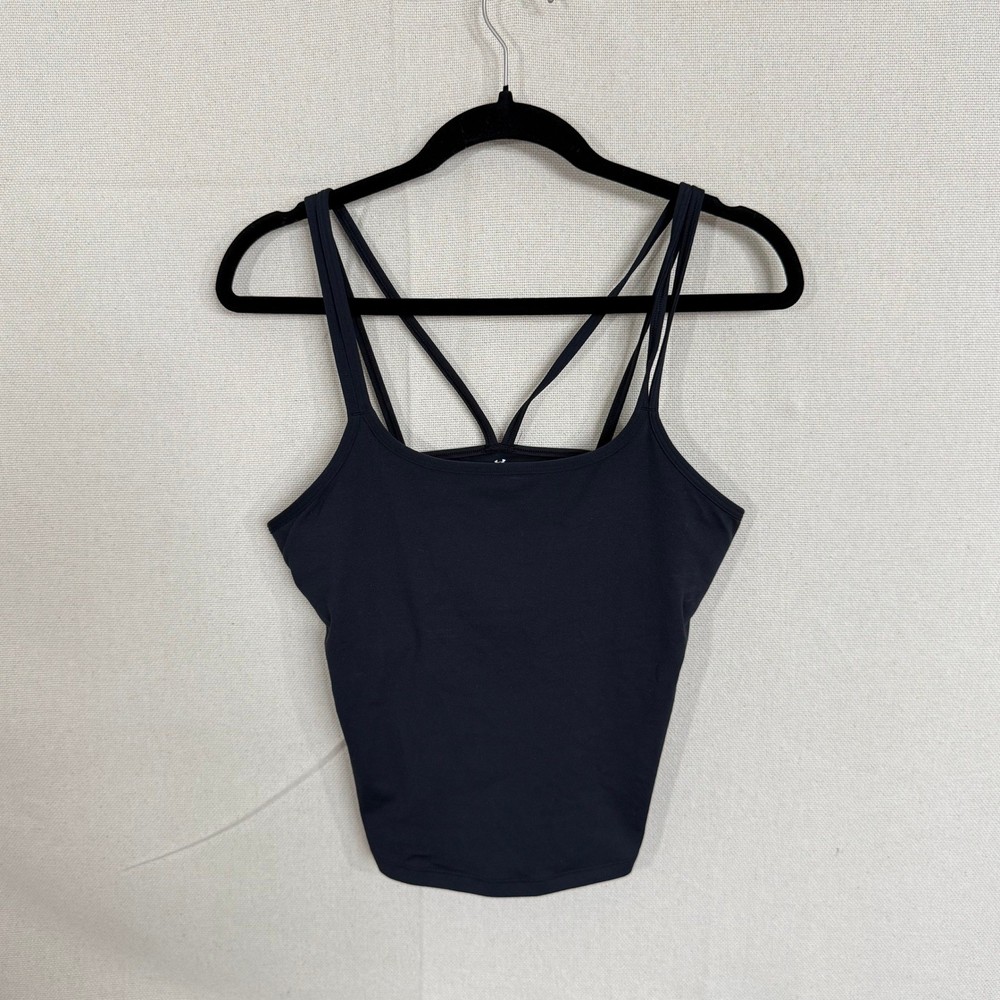 Under Armour Womens Black Strappy Back Active Tank Top Built-In Bra Size Medium