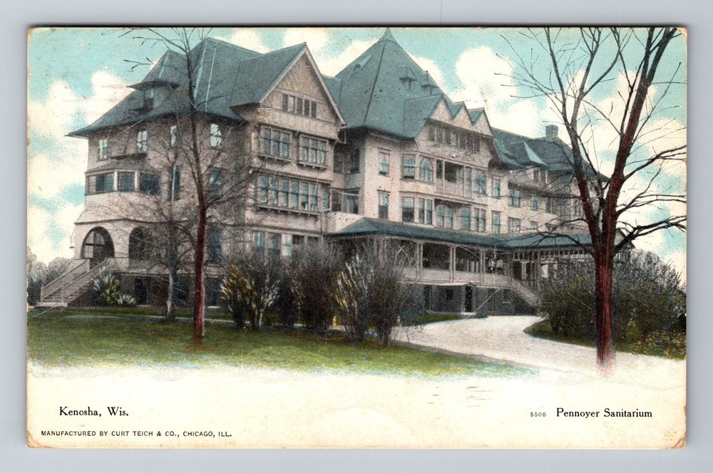 Kenosha WI-Wisconsin, Pennoyer Sanitarium, Antique, Vintage c1908 Postcard