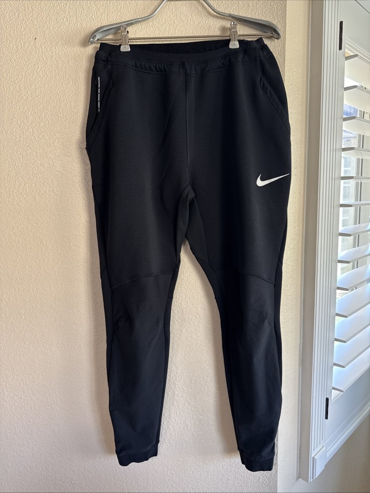 $175 Nike Pro Dry Training Pants Mens Large Slim Fit Tapered Black BV5515-010