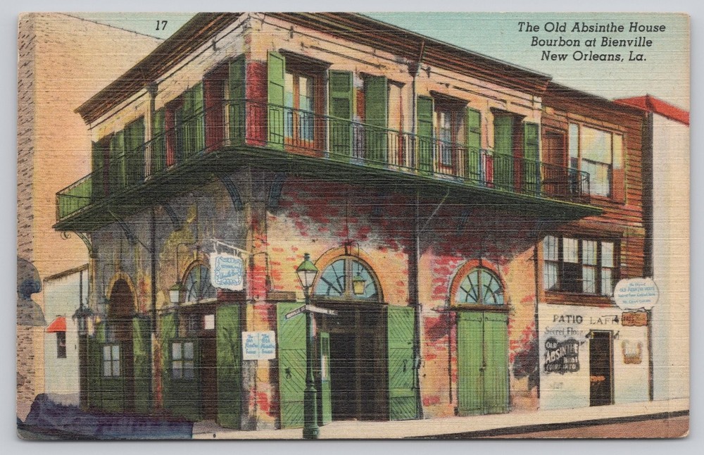 Old Absinthe House New Orleans LA Linen Postcard Historic Vieux Carre-image