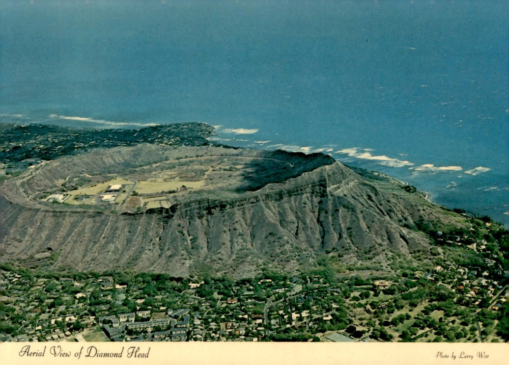 Diamond Head, Honolulu, Hawaii, aerial view, extinct volcano, Waikiki Postcard