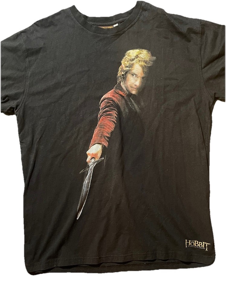 The Hobbit Bilbo Baggins With Sword Black XL T Shirt Unexpected Journey