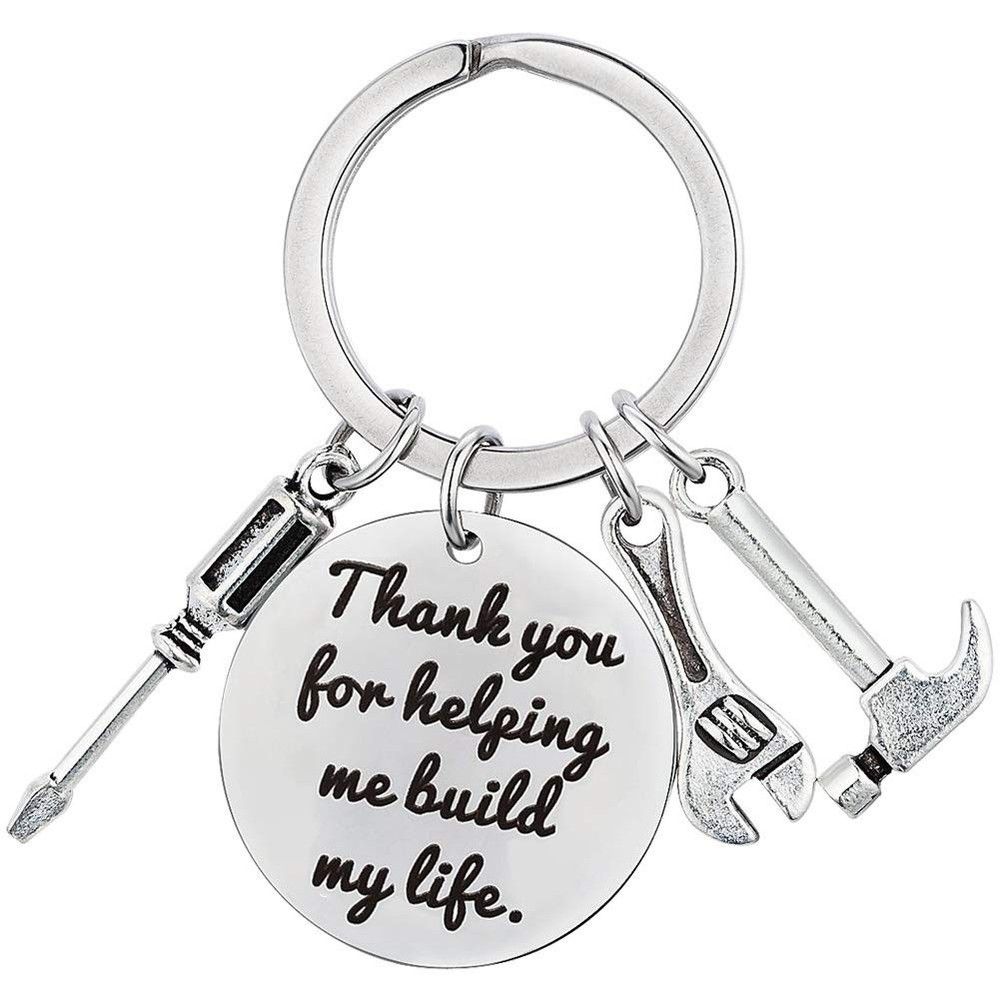 Fathers Day Keychain from Daughter Son, Wedding Birthday Keychain Gift for St...