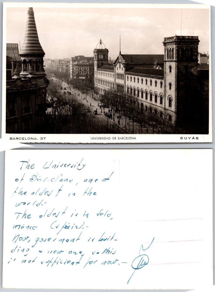 Continental Universidad De Barcelona Postcard