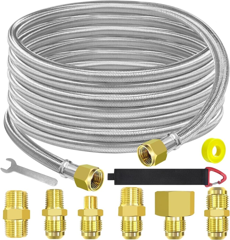 24 Feet High Pressure Braided Propane Hose Extension with Conversion Coupling