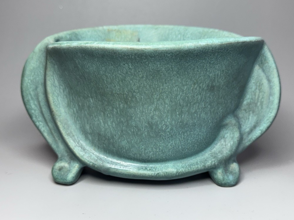 1920s Weller Pottery Evergreen Vase Planter Matte Green Art Nouveau Signed READ