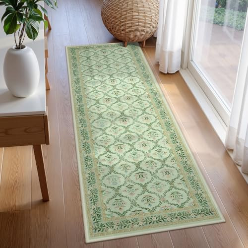Vintage Moroccan Trellis Washable Non-Slip 2x6 Kitchen Runner Rug