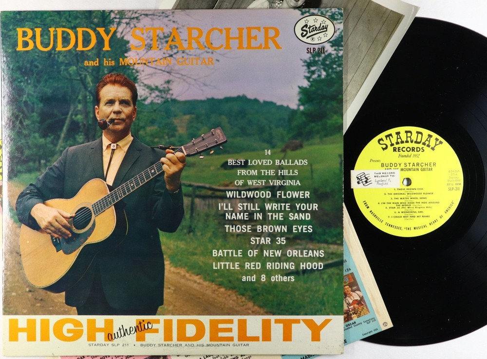 Buddy Starcher - And His Mountain Guitar LP - Starday VG+ Autograph HEAR