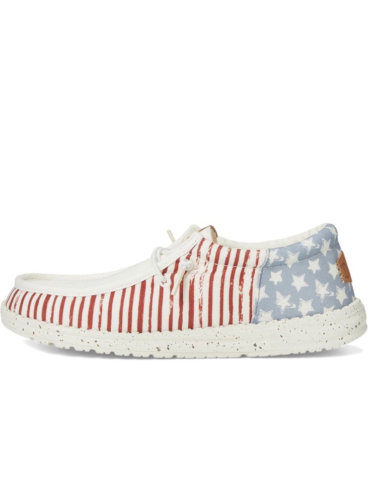 Hey Dude Wally American Flag Stars Stripes Shoes Loafer USA Men's Size 10 NWT