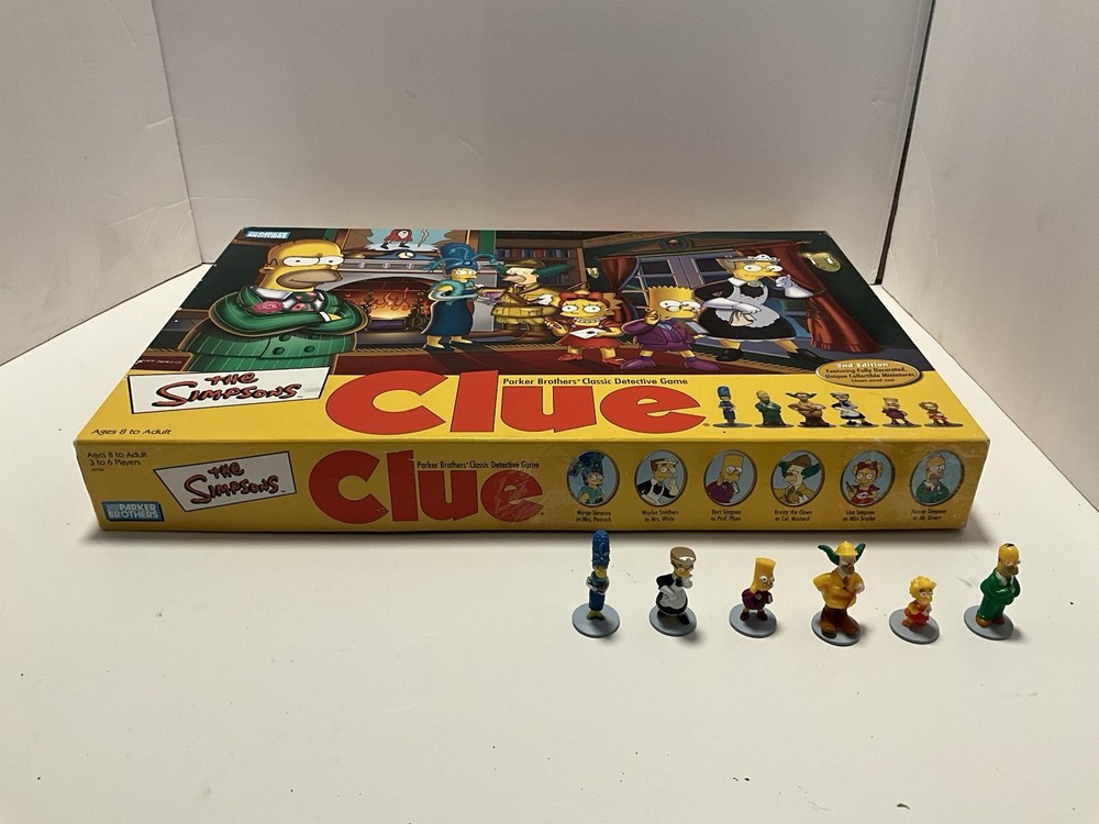 The Simpsons CLUE 2nd Edition 2002 Board Game Rare Retired 100% Complete