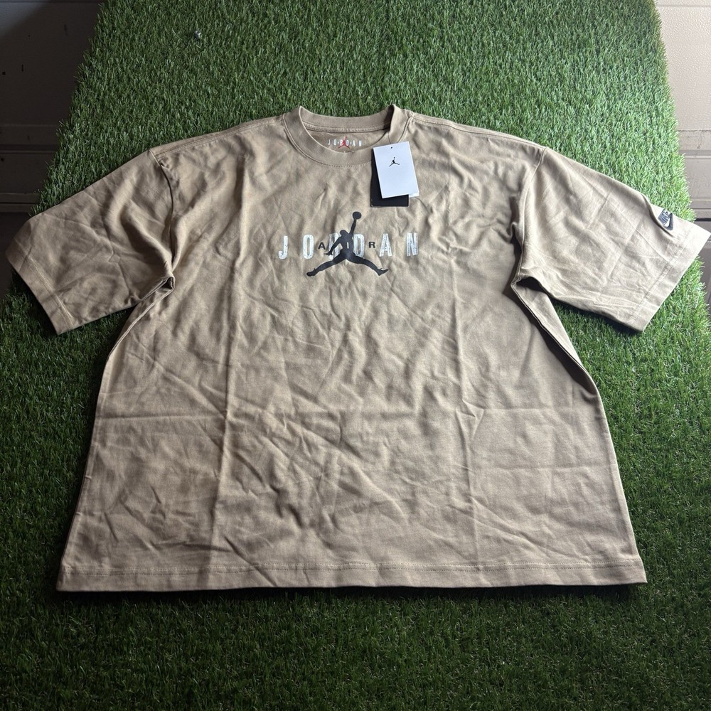 Nike Air Jordan Men's Tan Logo T Shirt Size Medium OVERSIZED FIT new with tags