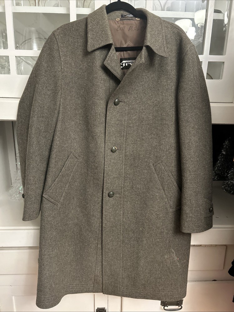 Loden Frey  Vintage Men’s Wool Coat Grey 100% Wool￼ Size 48