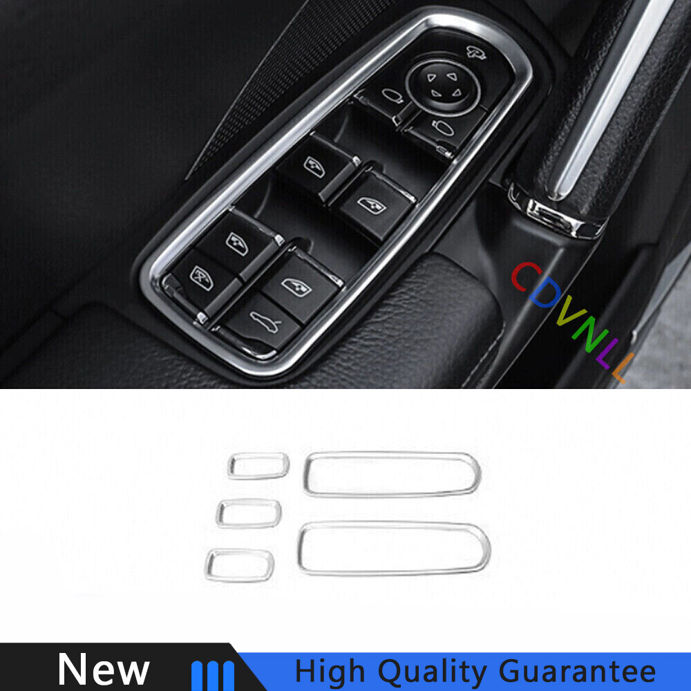 For Porsche Panamera 2013-2016 Matte Silver Window Lift Switch Button Cover Trim