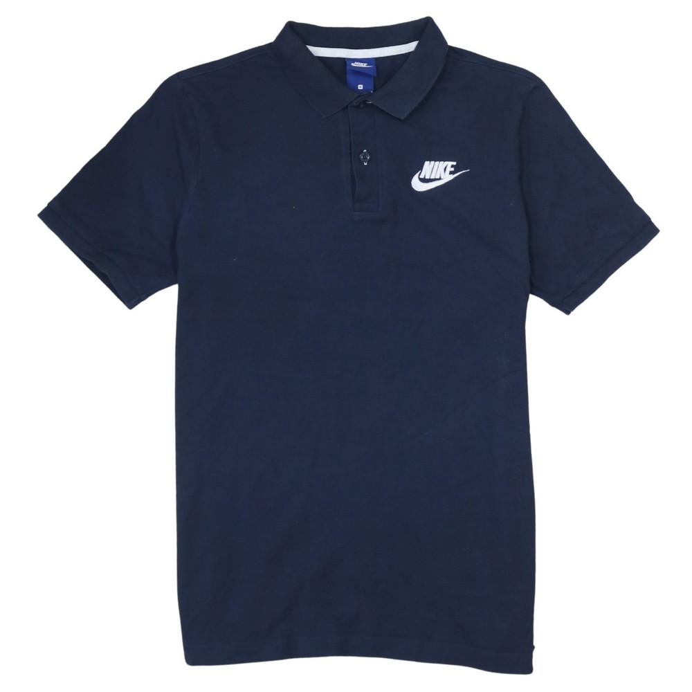 Nike Womens Polo Shirt Navy Blue Cotton Embroidered Swoosh Sport Short Sleeve M