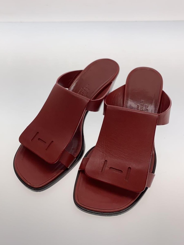 Authentic HERMES Leather Bordeaux Slip-On Sandals EU 34.5 Preowned