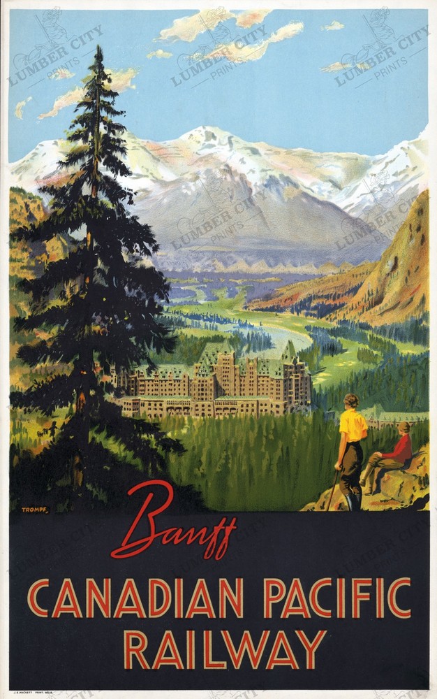 Banff Canada 1930 Canadian Pacific Railway Travel Poster Wall Art Print