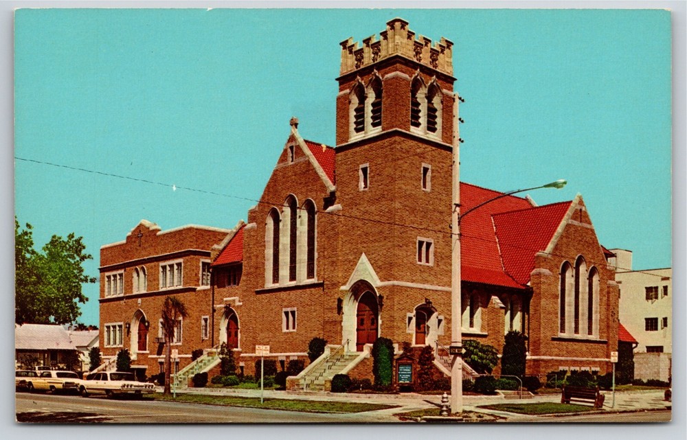 St Petersburg Florida~Front of Trinity Lutheran Church~Vintage Postcard