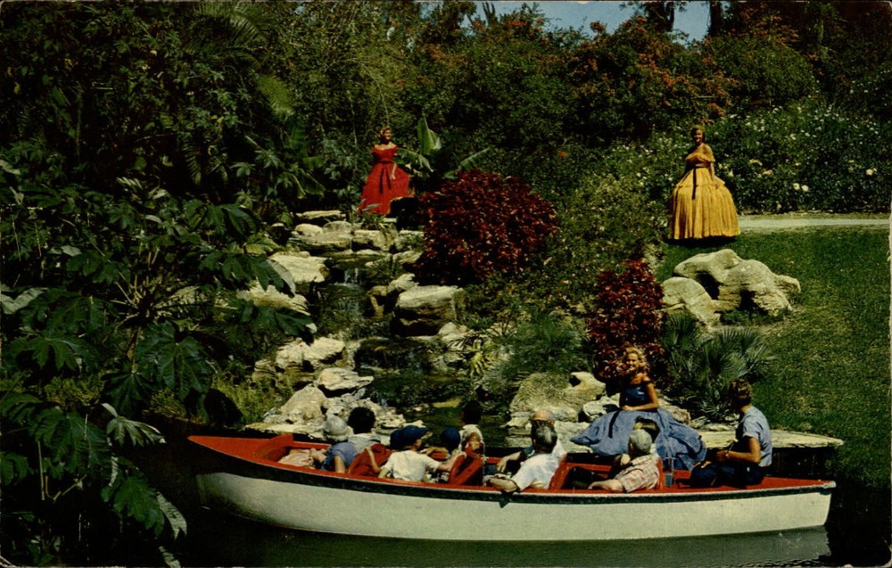 Electric Boat Tour Cypress Gardens Florida Southern Belles ~ 1950s-60s postcard