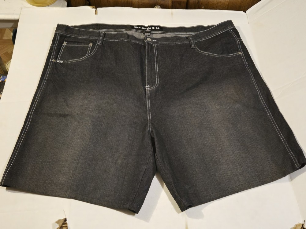 Vintage 5ive Jungle Co Jean Shorts Mens 54 Black Denim Baggy Skater Y2K
